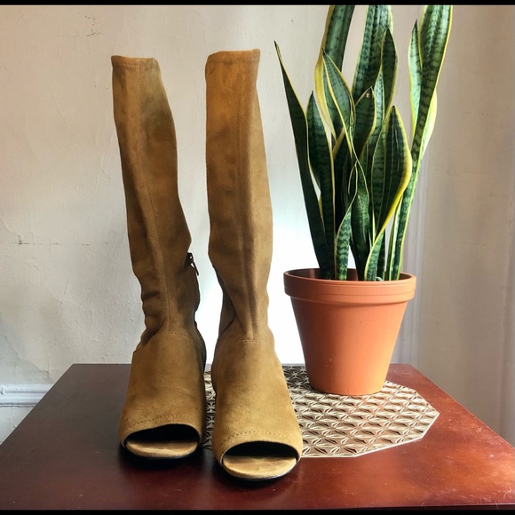 Helmut Lang Suede Peep Toe Boots - Picture 2 of 4